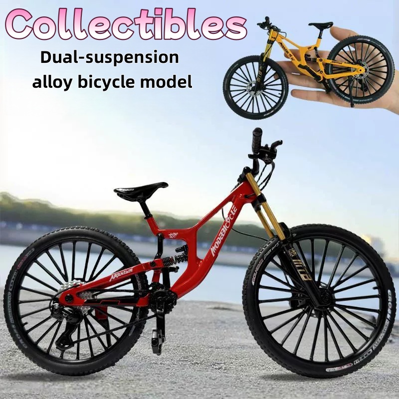 Mountain Biking Holidays - 1:8スケール合金製マウンテンバイクモデルおもちゃ、リアルなギアシステムと前後ショックアブソーバー付き、バイク愛好家へのホリデーギフト