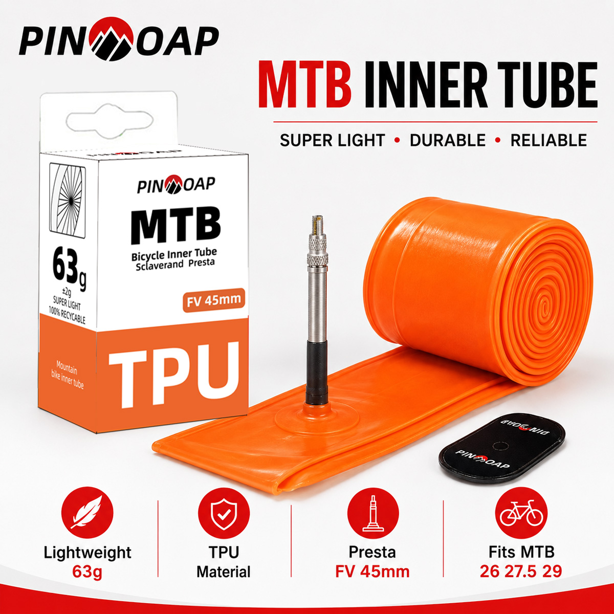 Mountain Biking Tube - PINMOAP Mtbインナーチューブ マウンテンバイク自転車タイヤチューブ 軽量交換用チューブ トレイルオフロードライディングサイクリングアクセサリー
