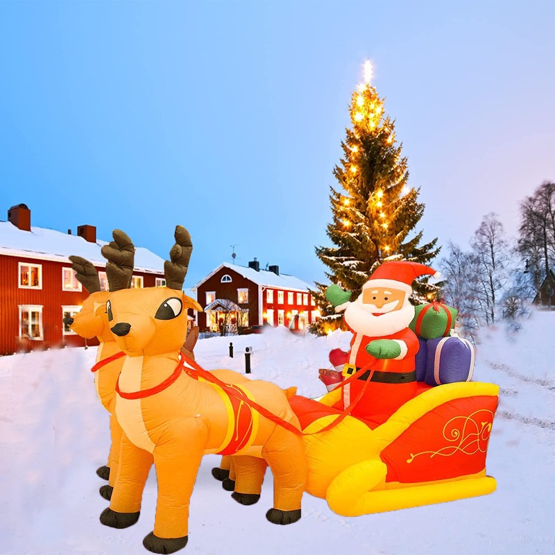 クリスマス用 インフレータブル サンタの雪橇とトナカイの装飾 - Mountain Biking Holidays のレビューと価格