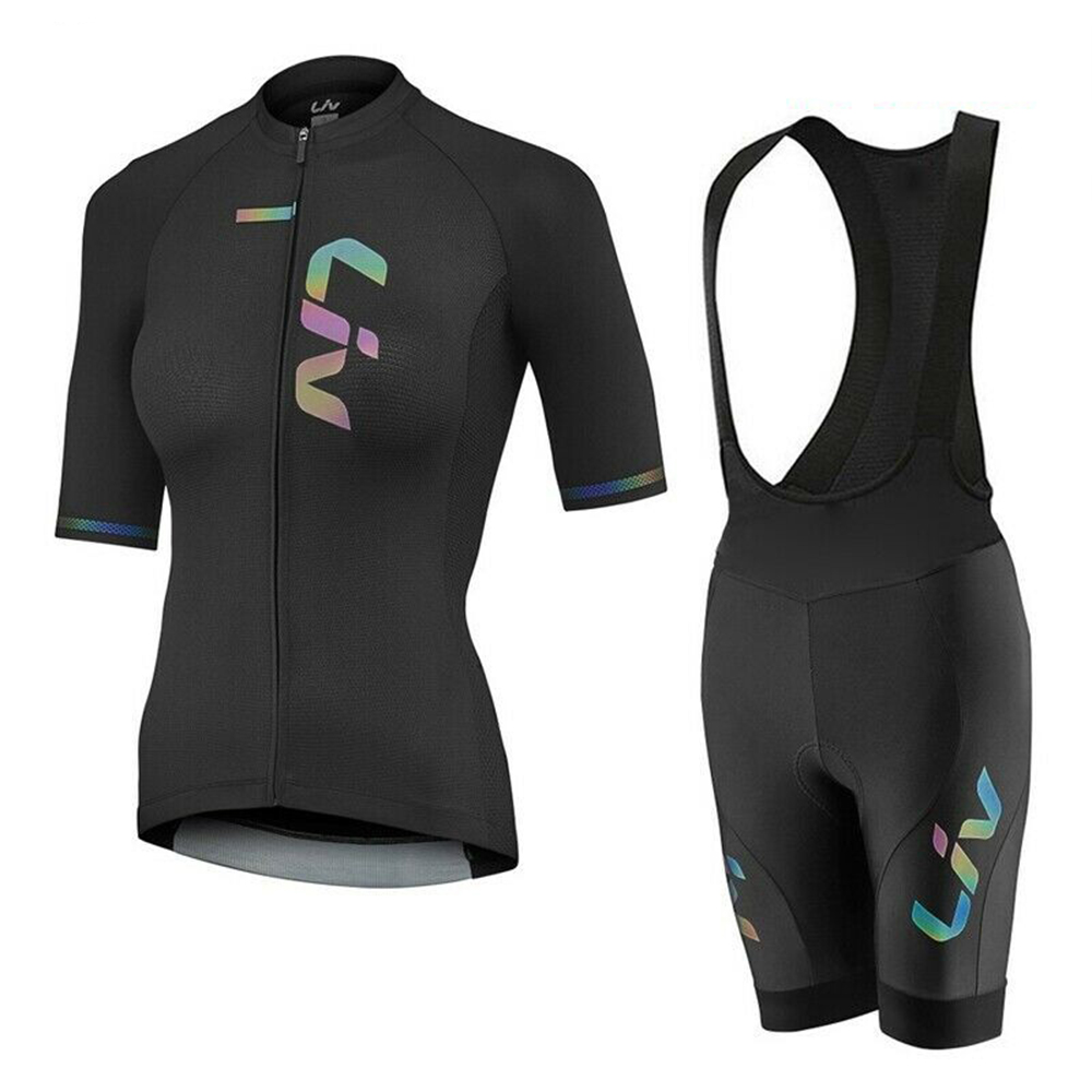 Liv-女性用サイクリングジャージとよだれかけショーツ,半袖 - Mountain Biking Trousers のレビューと価格